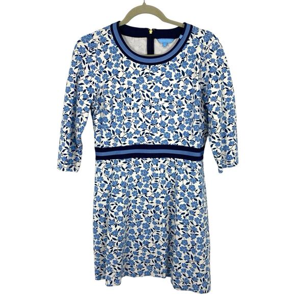 Draper James Persley Ponte Dress Size Medium Nassau Navy Blue Pattern A line - Picture 1 of 12